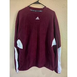 Vintage Adidas Pullover Colour Block Fleece Climawarm Sweater, Burgundy Size XL